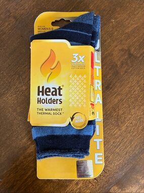 Heat Holders Women’s Thermal Crew Socks - Blue Striped